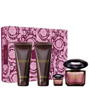 Coffret-Versace Crystal Noir-Eau de Parfum-90ml (4 Produits)