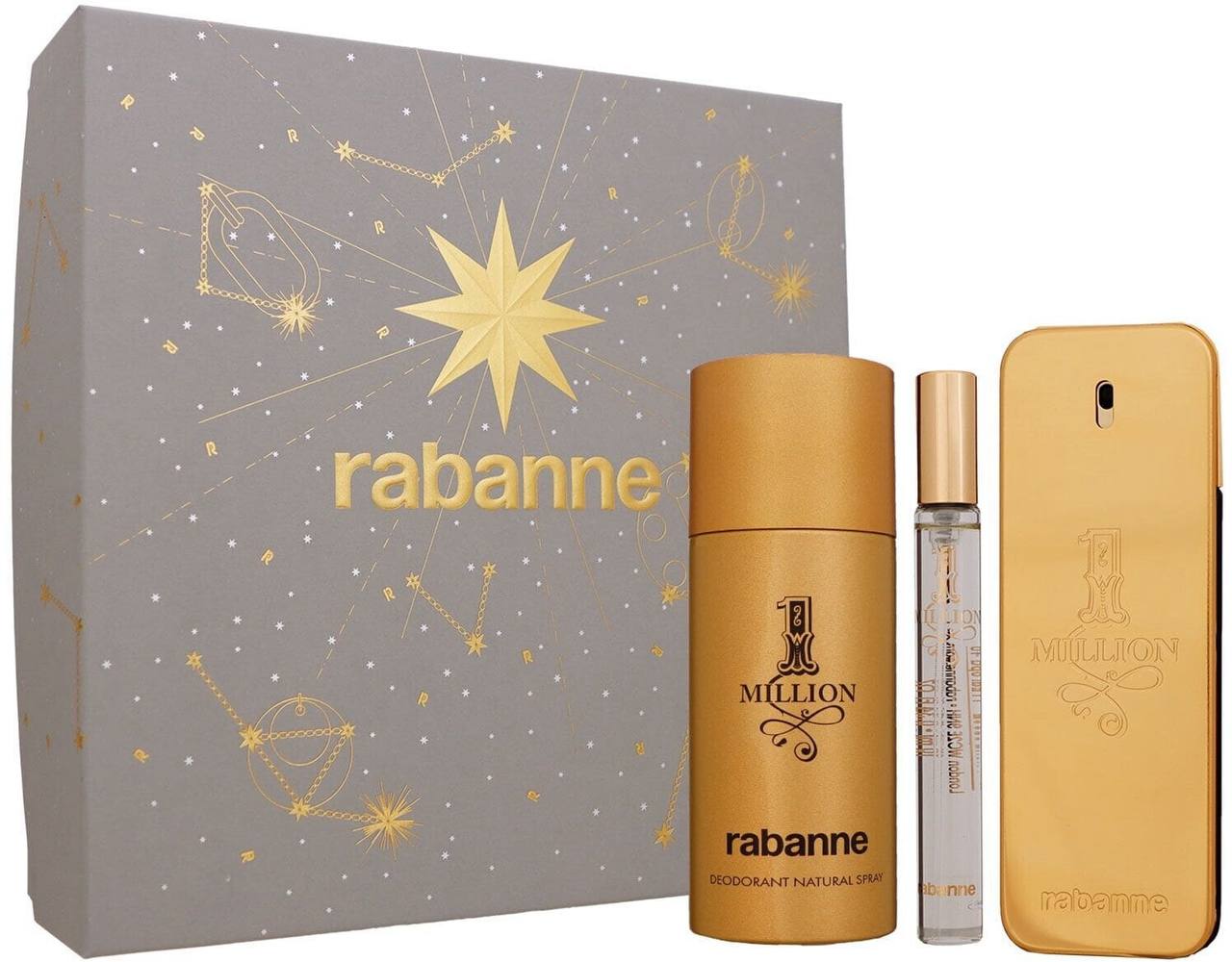 Coffret Rabanne-1 Million Elixir-Parfum Intense-100ml + Déodorant-150ml + Eau de Toilette-10ml (3 pièces)
