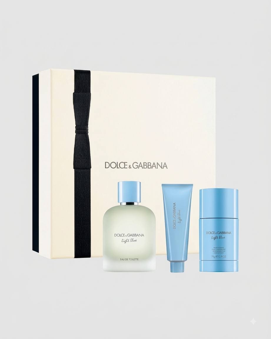 Coffret-Dolce & Gabbana-Light Blue-EDT-100ml + Gel Douche-50ml + Déodorant Stick-75g (3 pièces)