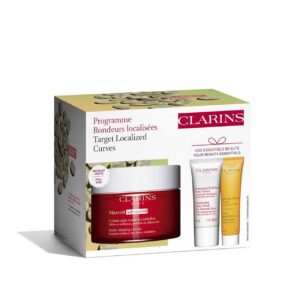 Coffret Clarins-Crème Anti-Rondeurs Rebelles-200ml + Gommage Exfoliant-30ml + Bain aux Plantes “Tonic“ Corps-30ml (3 pièces)