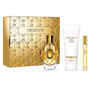 Coffret Rabanne-Million Gold For Her-Eau de Parfum-90ml + Lotion Pour Corps-100ml + eau de Parfum-10ml (3 pièces)