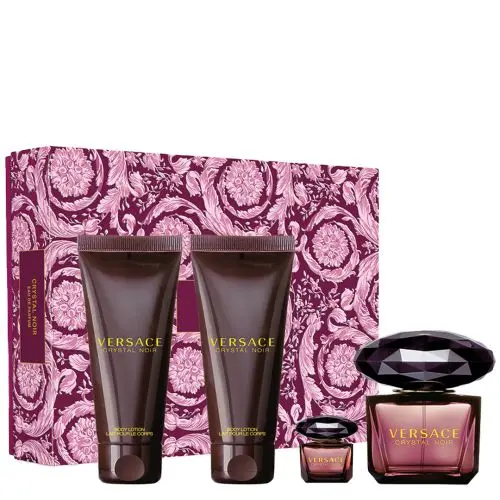 Coffret-Versace Crystal Noir-Eau de Parfum-90ml (4 Produits)
